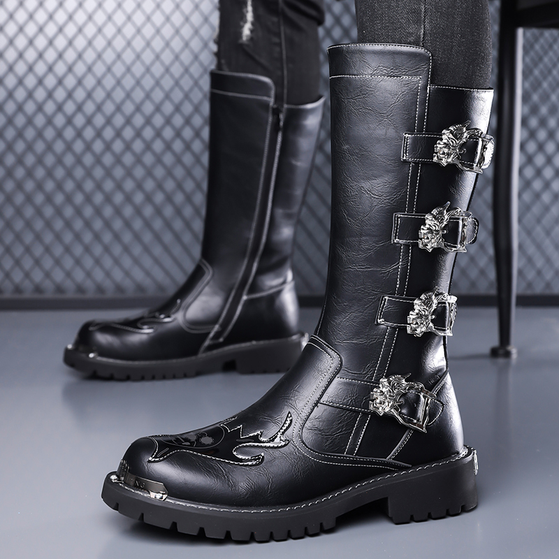 Leather Work Boots - Herfst Nieuwe Designer Leren Lange Laarzen