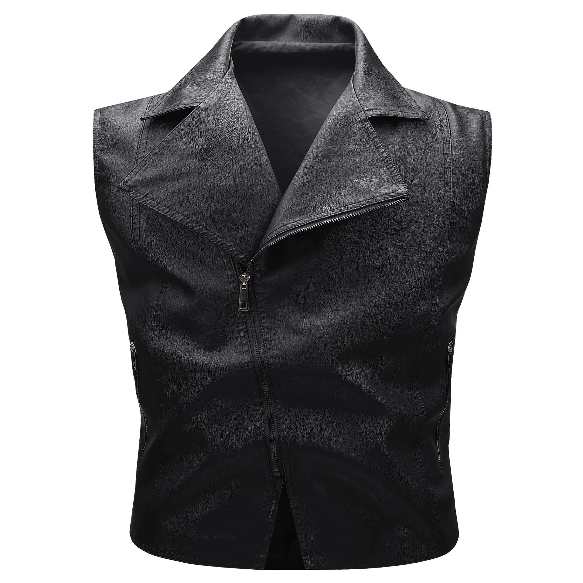 Leather Work Vest - Motorfietsjas met veer / Lichtgewicht motorvest