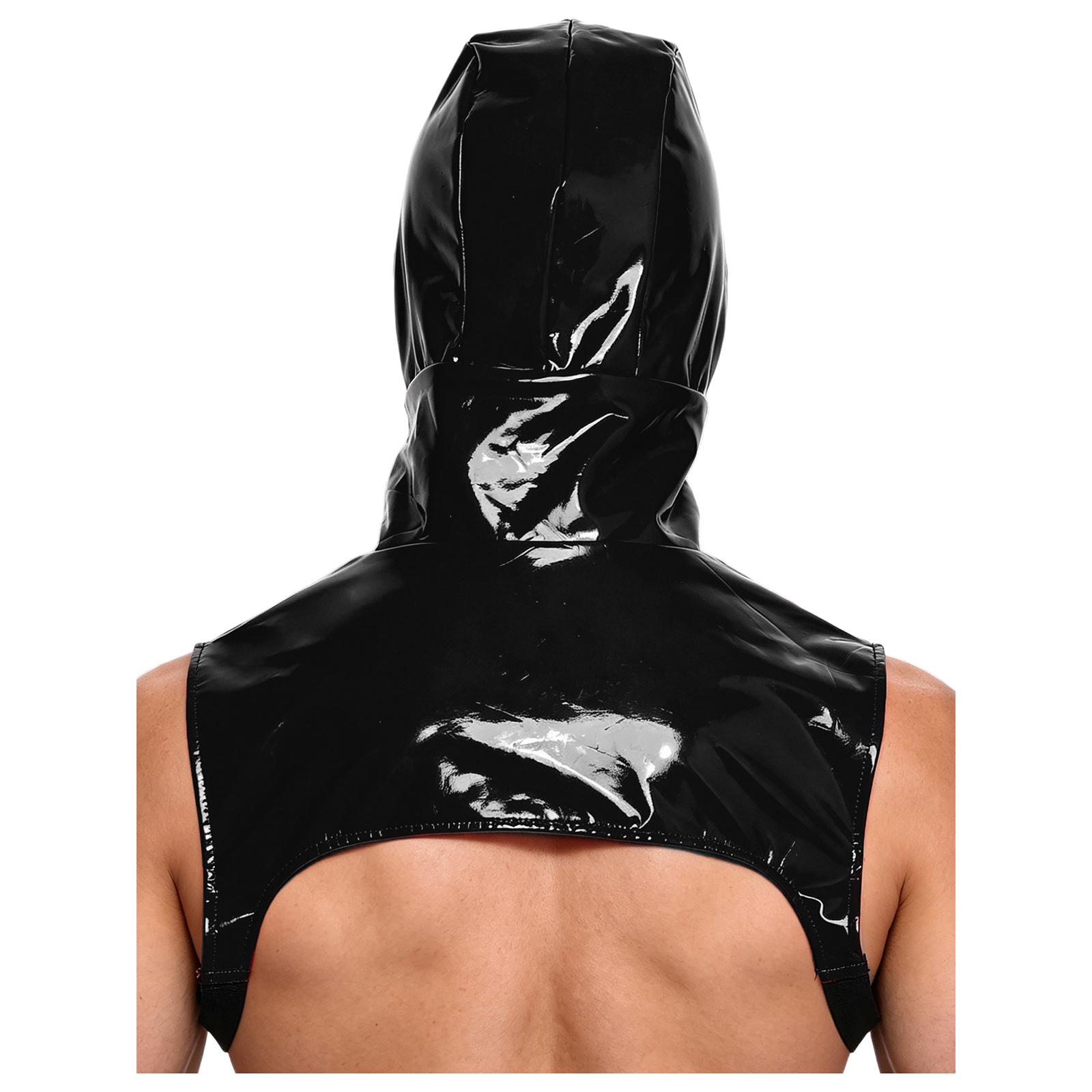 Leather Work Vest - Heren PU-leren kraag met capuchon en