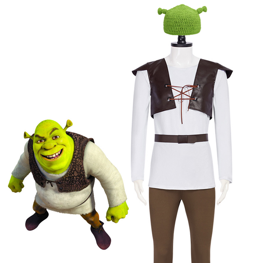 Leather Work Vest - Shrek Cosplay Kostuums Groene Hoed Shrek