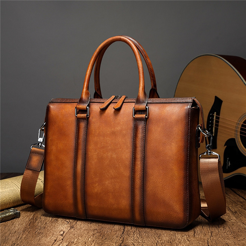 Leather Work Handbags - YETTIES Business Aktetas van Volnerfleer |