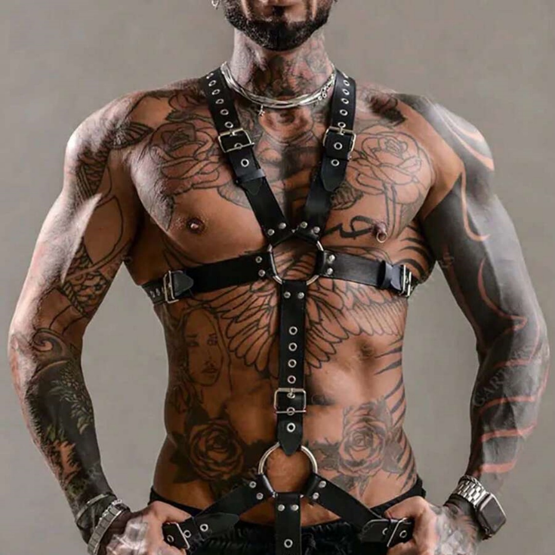 Leather Work Vest - Mannen sexy lederen vest bondage lingerie