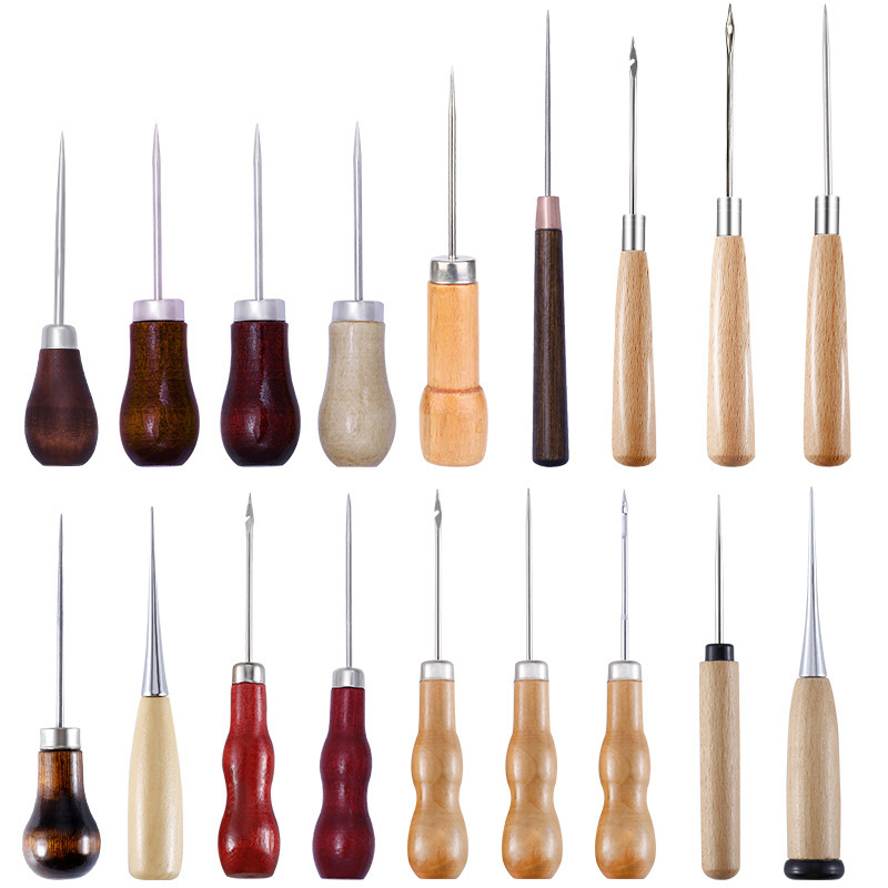 Leatherwork Repairs - Lederen priem houten handvat priem naaien