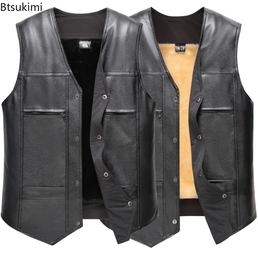 Leather Work Vest - Herfst Winter Nieuwe Heren Leren Vest