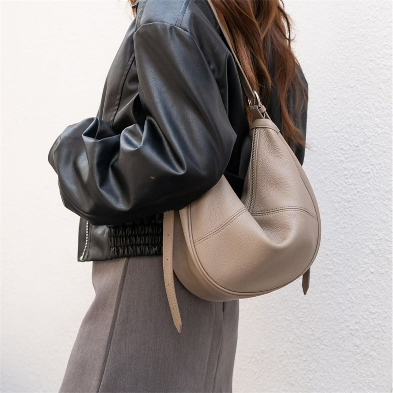 Leather Work Handbags - BURMINSA Hobo-tas van echt leer, losvallend
