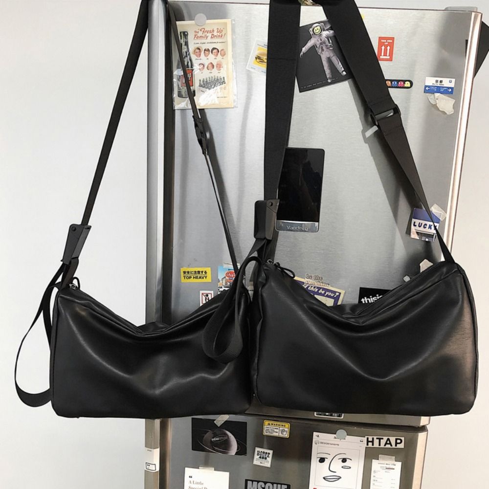 Leather Work Handbags - Retro-stijl PU-leer herenschoudertas Zwart Zacht handtas