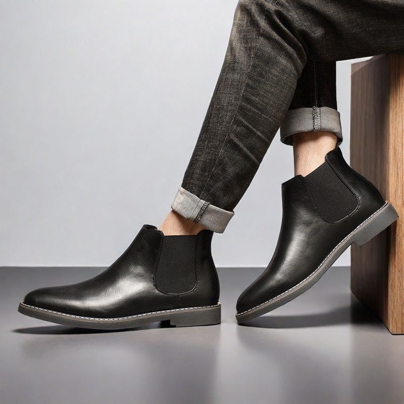 Leather Work Boots - Heren hoge werkschoenen van leer, casual