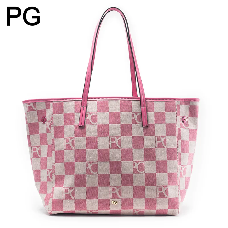 Leatherwork Letters - PG Retro Dames Geruite Tote Bag