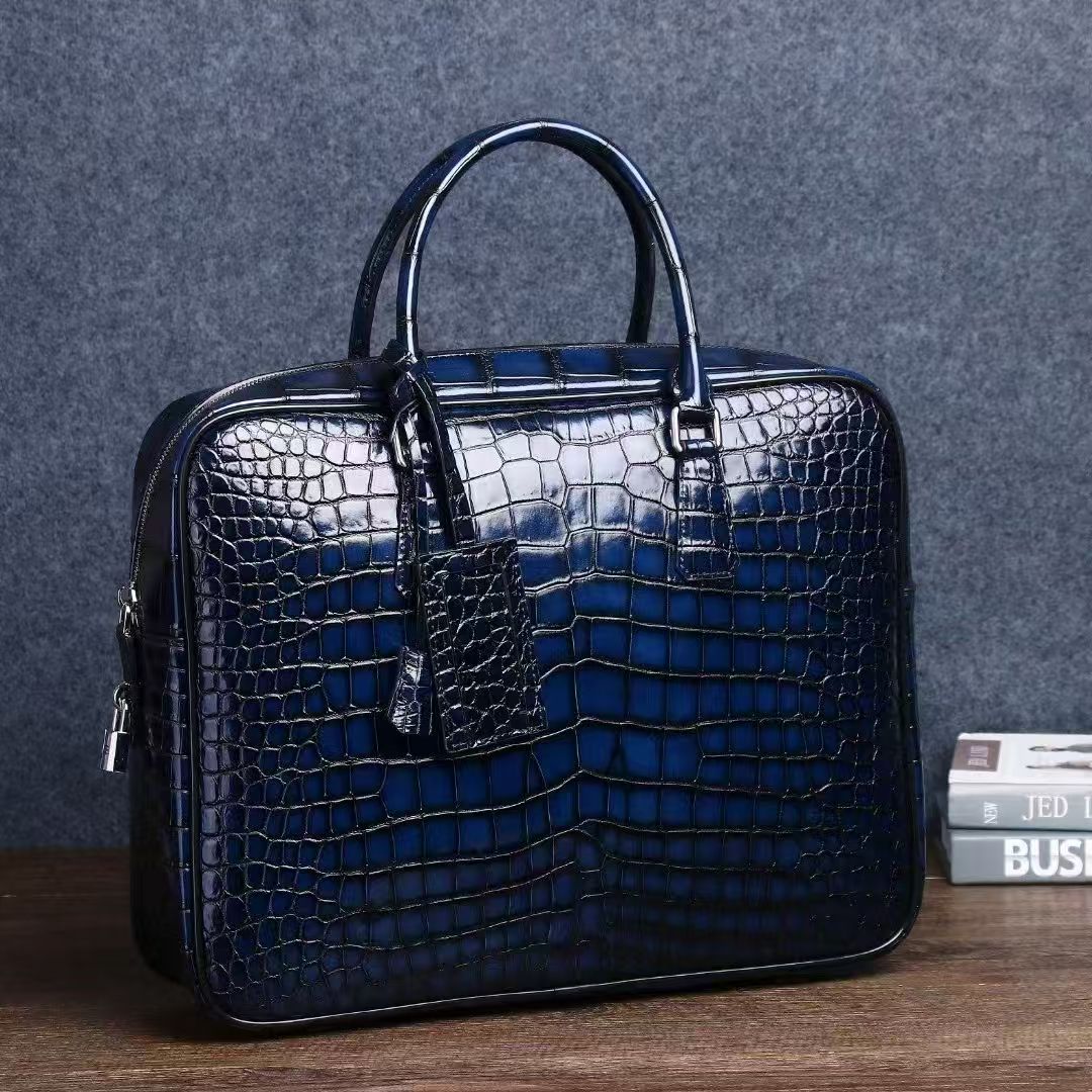 Leather Work Laptop Bag - 2025 Nieuwe Luxe Alligator Patroon Echt