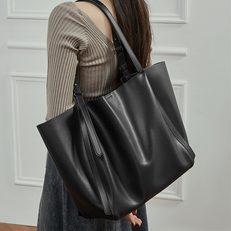 Leather Work Handbags - HIFASHION Grote, zachte, echte leren werktas