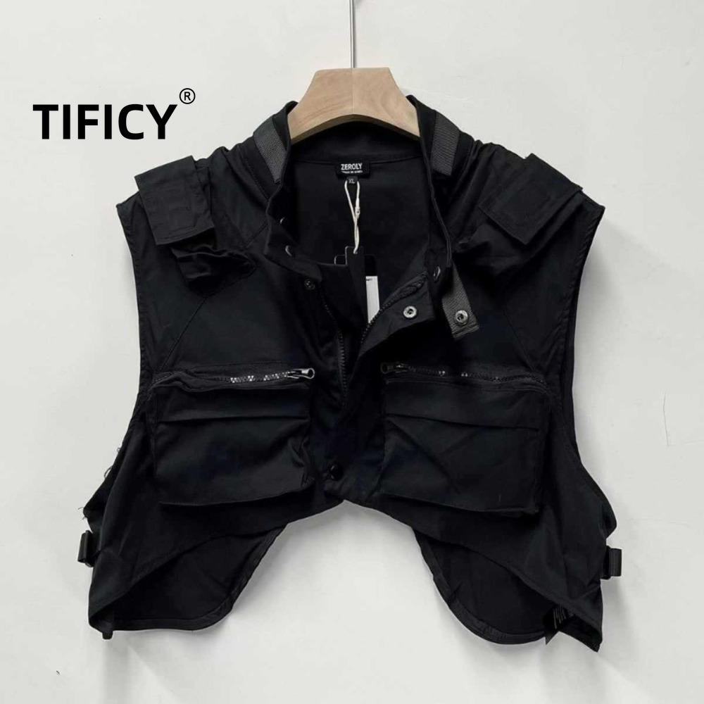 Leather Work Vest - Functionele rits driedimensionale zak werkkleding vest