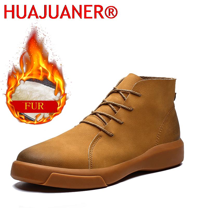 Leather Work Boots - Luxe merk winter bont warme Chelsea