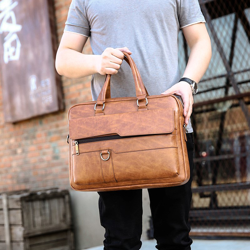 Minimalistische trendaktentas  - Leather Work Laptop Bag recensie en prijs
