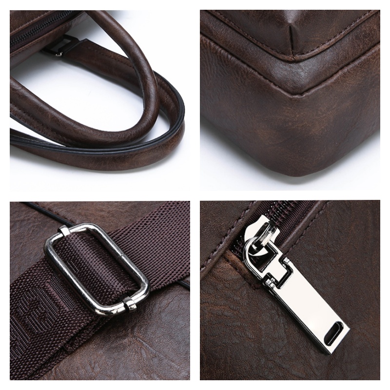 Minimalistische trendaktentas  - Leather Work Laptop Bag recensie en prijs