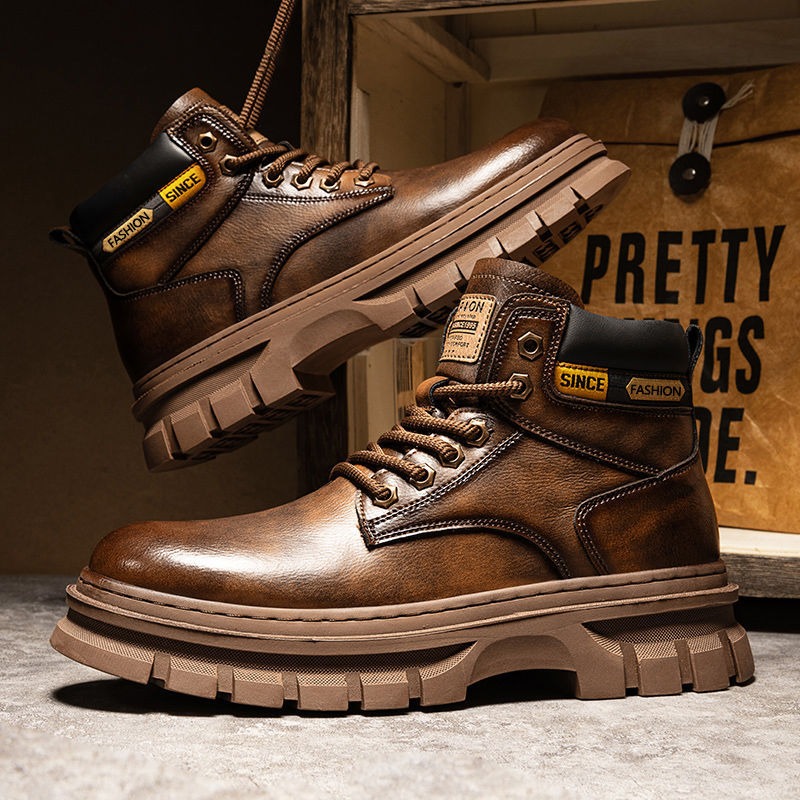 Vintage Heren Platform Enkella - Leather Work Boots recensie en prijs