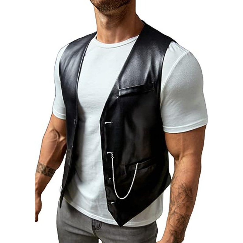 Nieuw eenvoudig PU slim-fit le - Leather Work Vest recensie en prijs