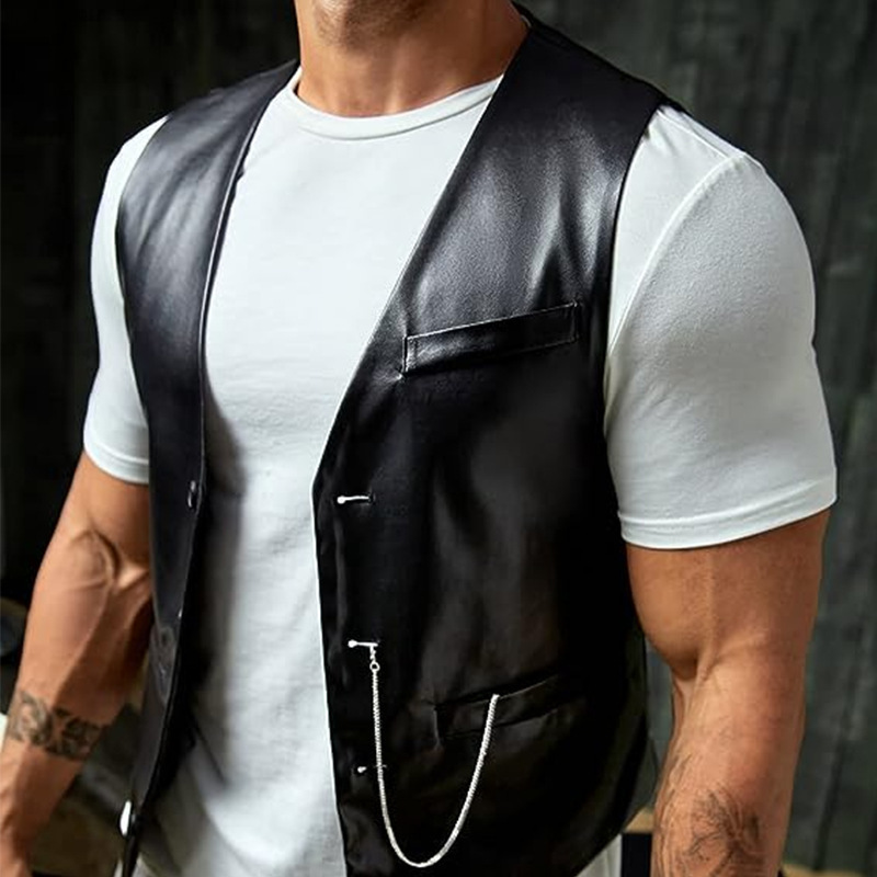 Nieuw eenvoudig PU slim-fit le - Leather Work Vest recensie en prijs