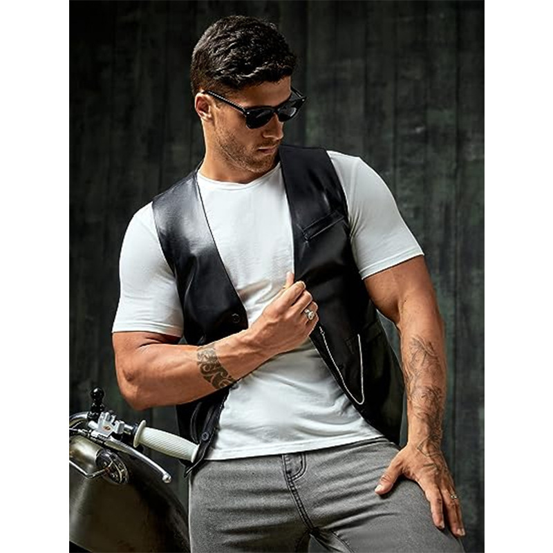 Nieuw eenvoudig PU slim-fit le - Leather Work Vest recensie en prijs