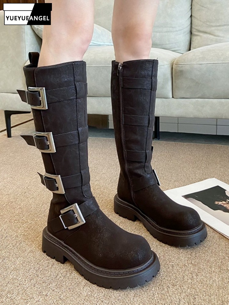 Mode Dames Multi Buckle Knieho - Leather Work Boots recensie en prijs