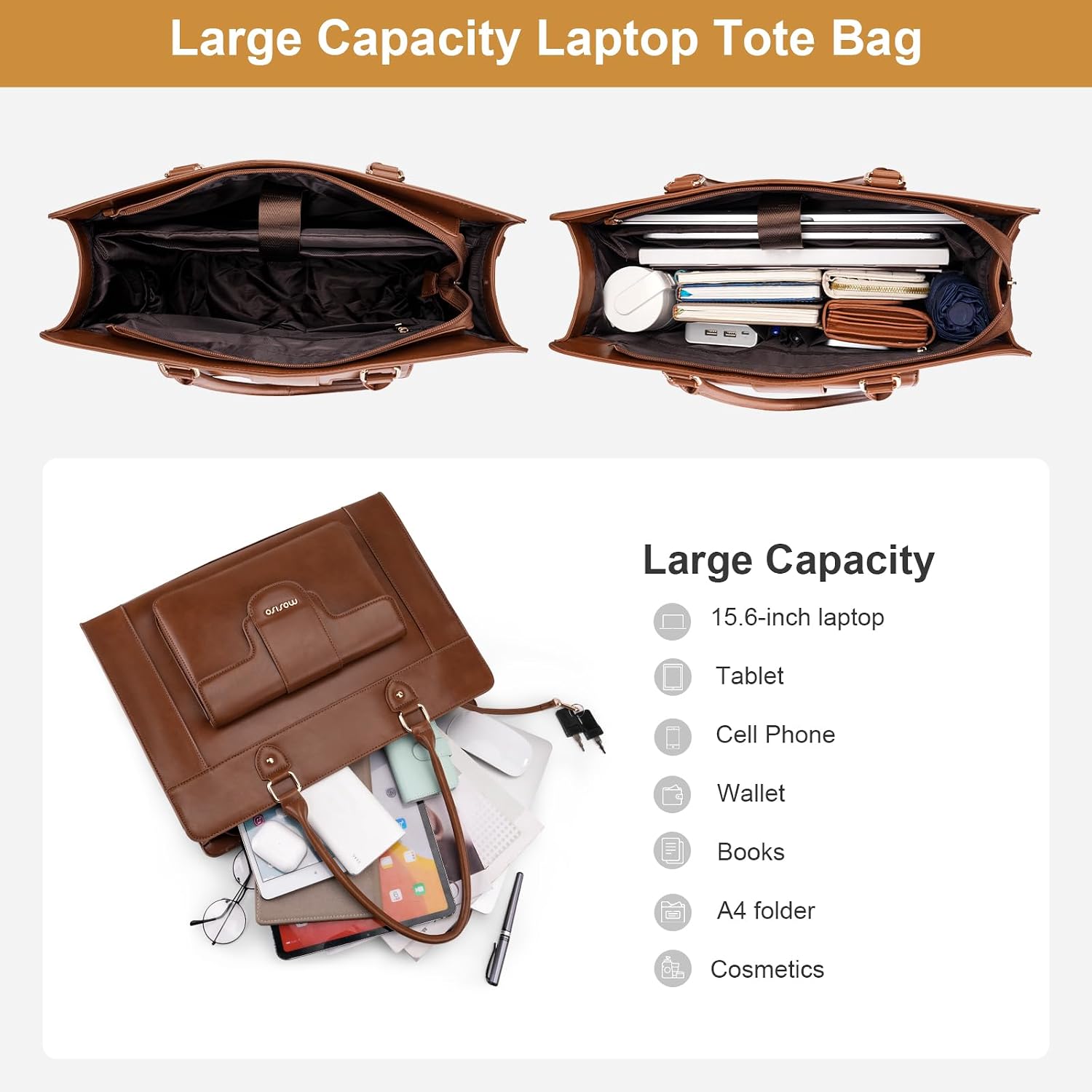MOSISO laptoptas voor dames 15 - Leather Work Laptop Bag recensie en prijs