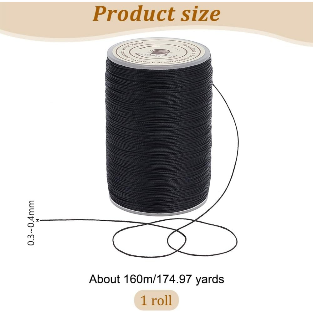 175 yards / 160 m zwart gewaxt - Leatherwork Thread recensie en prijs