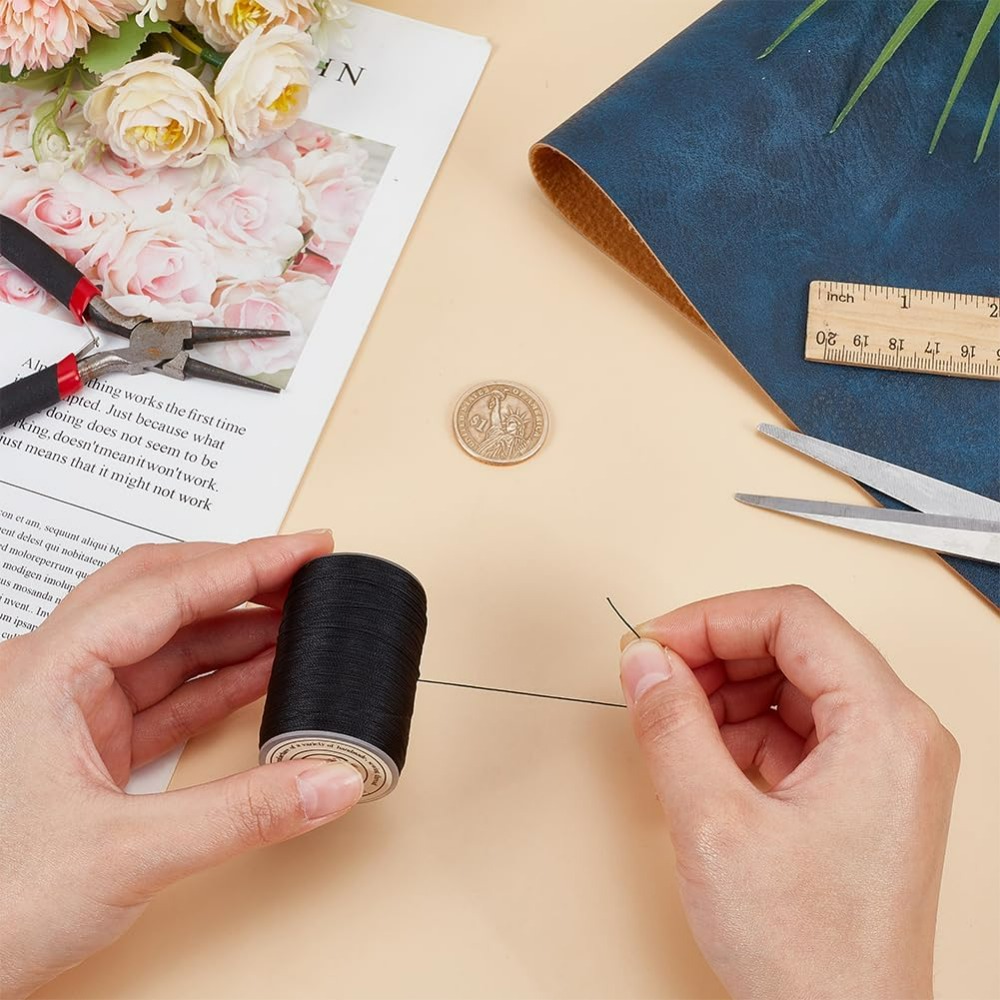 175 yards / 160 m zwart gewaxt - Leatherwork Thread recensie en prijs
