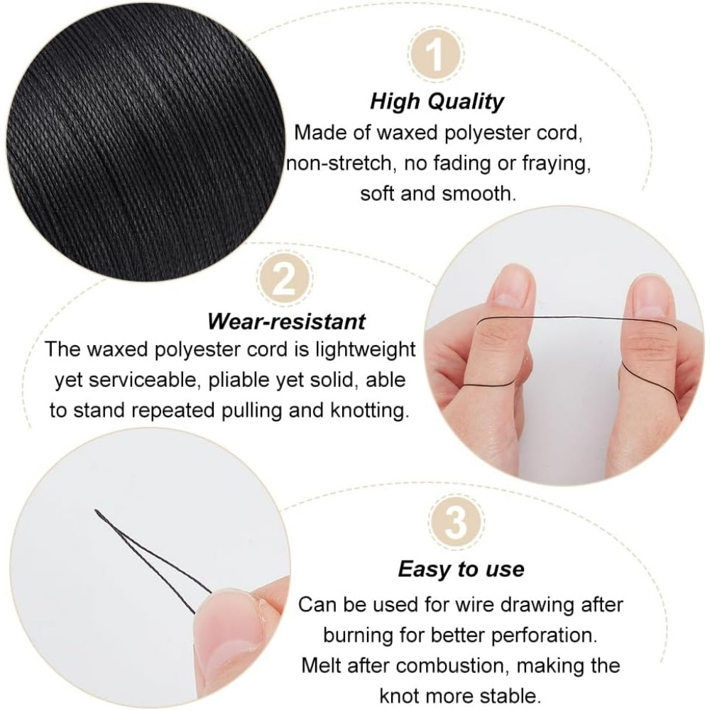 175 yards / 160 m zwart gewaxt - Leatherwork Thread recensie en prijs