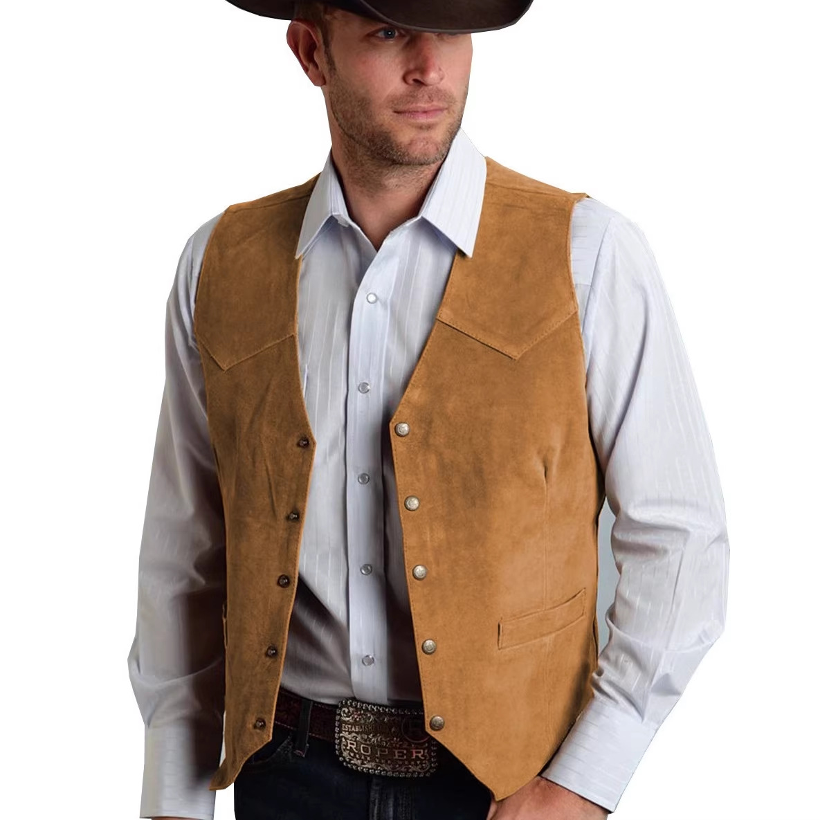 2026 Heren Vest Goud Suède Lee - Leather Work Vest recensie en prijs